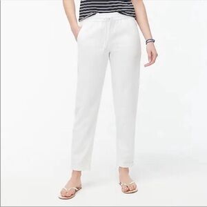 J Crew Linen Blend Rolled Cuff Cropped White Pants Size 6